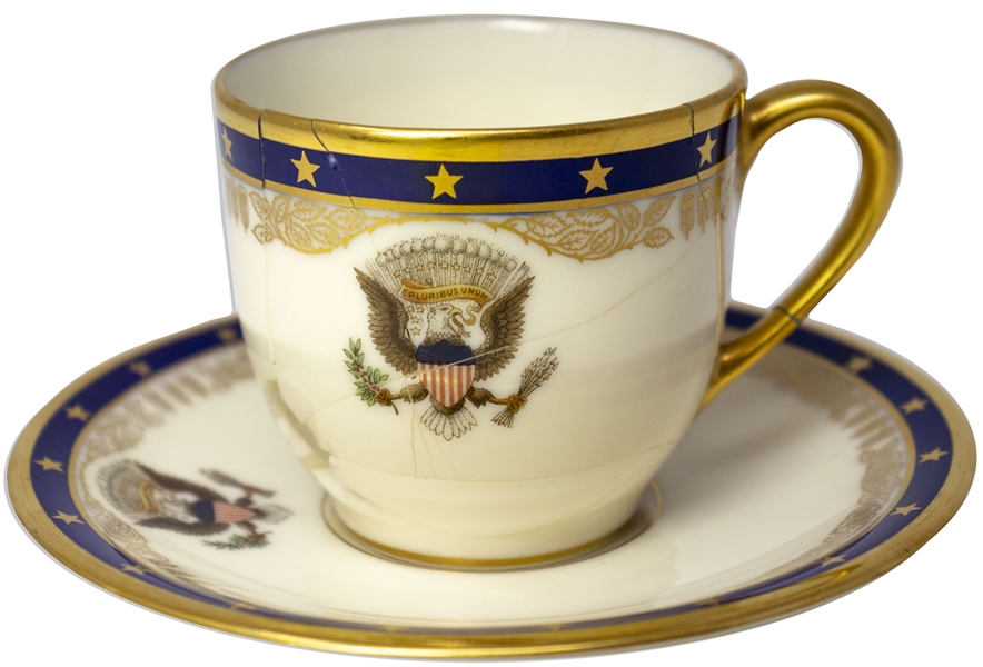 Franklin D. Roosevelt White House Cup and Saucer, Likely Ordered for Use on the Presidential Yacht